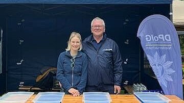 Auf dem Bild Anita Deutschländer und Peter Trinks DPolG Stand auf Behördenmarathon 2026 DV Hannover